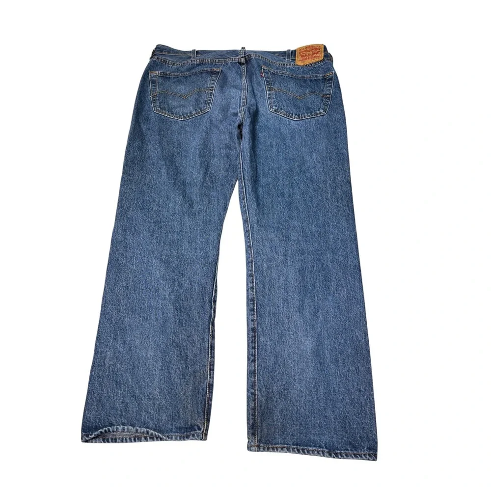 Levis 501 Original Fit Blue Jeans Mens W42 L30 Button Fly Medium Wash Denim